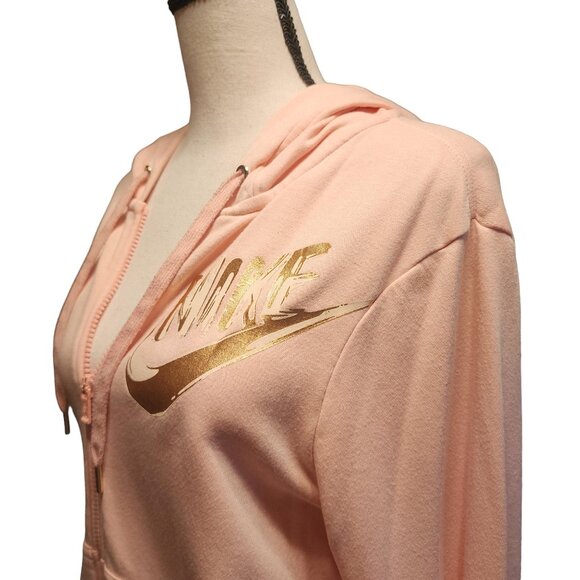 Nike Zip-Up Hoodie in Pink w/Metallic Logo - Picture 2 of 6